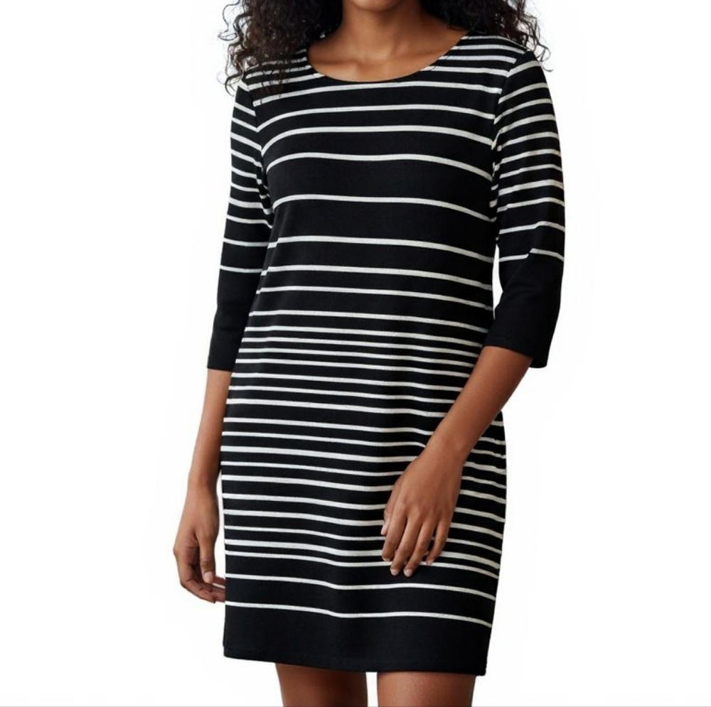 Studio One Black and White Striped Dress NWT